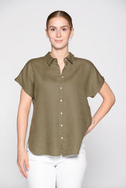 Leinenbluse Relaxed Fit - 550 550 OLIVE - Grün