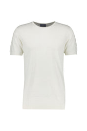 T-Shirt aus Leinenstrick - 142 SNOW WHITE - Weiß