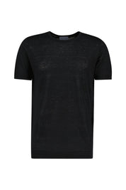 T-Shirt aus Leinenstrick - 901 BLACK - Schwarz
