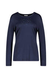 Langarmshirt mit Strass-Details - 0323 - Blau