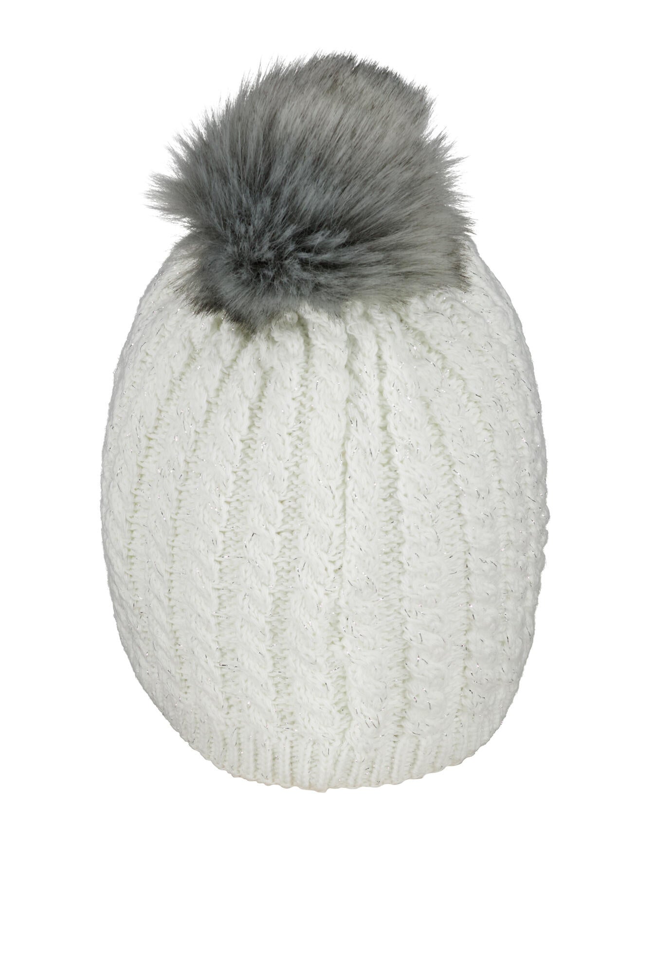 Strickmütze mit Bommel - 01-white - Weiß