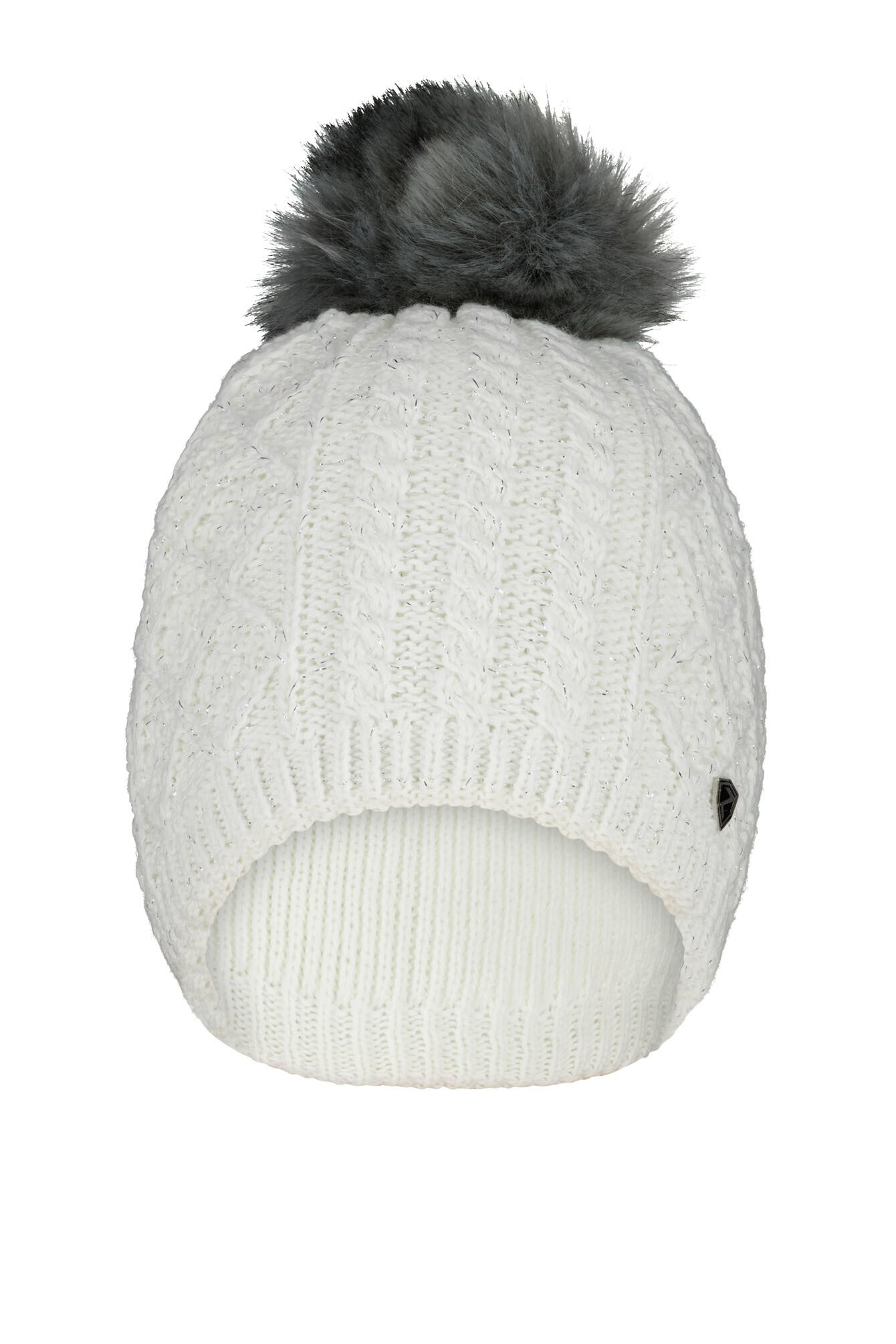 Strickmütze mit Bommel - 01-white - Weiß