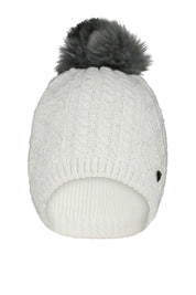 Strickmütze mit Bommel - 01-white - Weiß