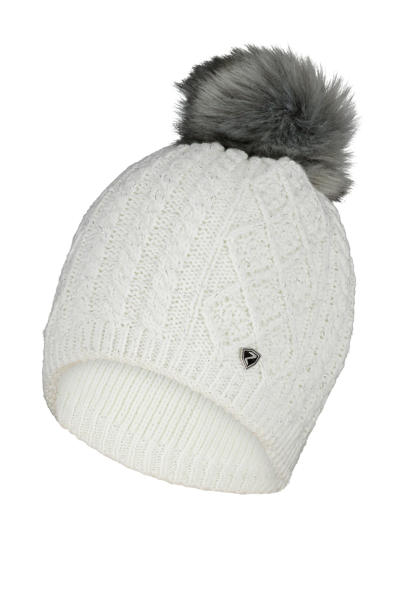 Strickmütze mit Bommel - 01-white - Weiß