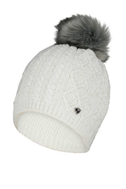 Strickmütze mit Bommel - 01-white - Weiß