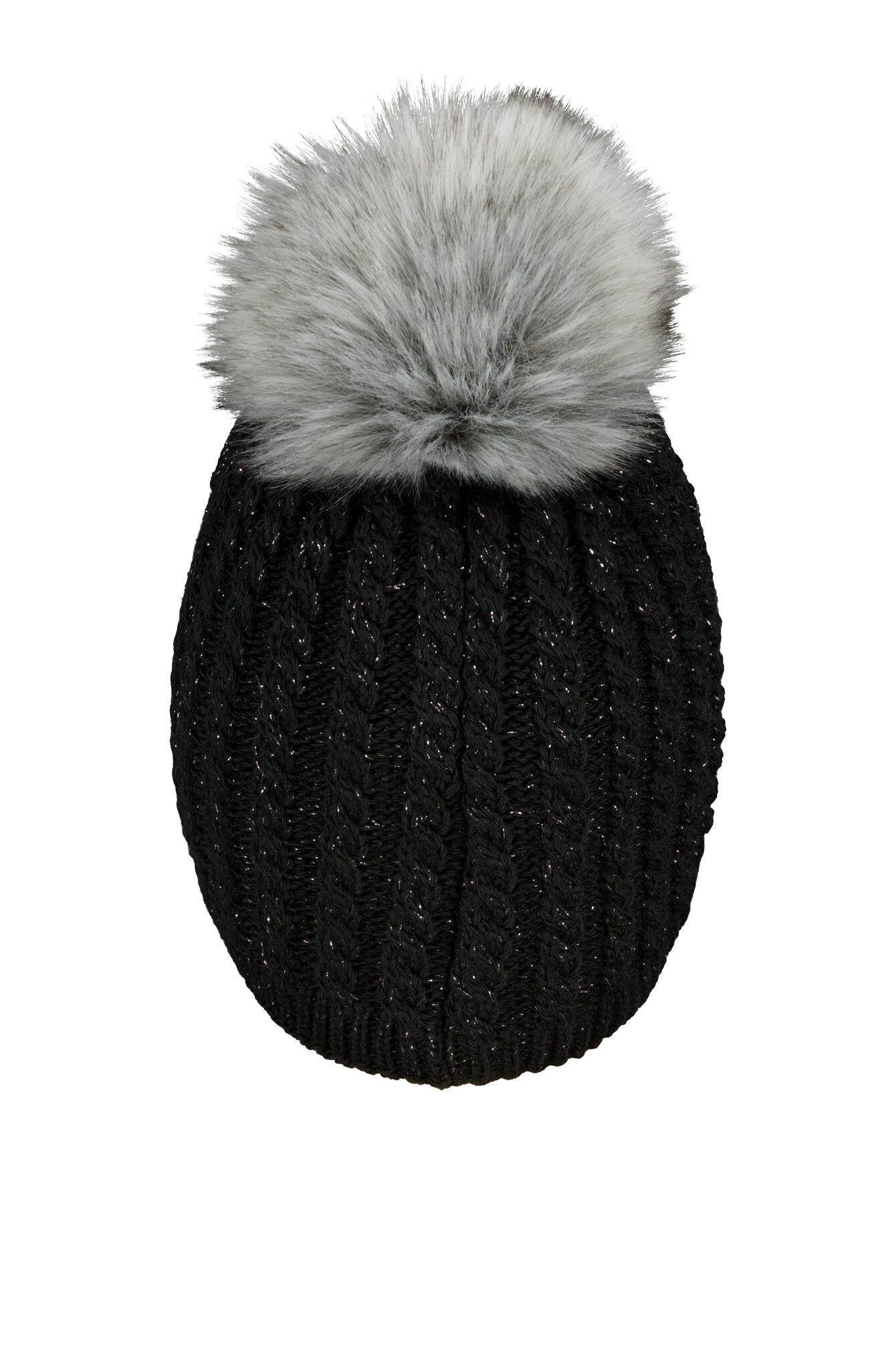 Strickmütze mit Bommel - 12-black - Schwarz