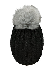 Strickmütze mit Bommel - 12-black - Schwarz