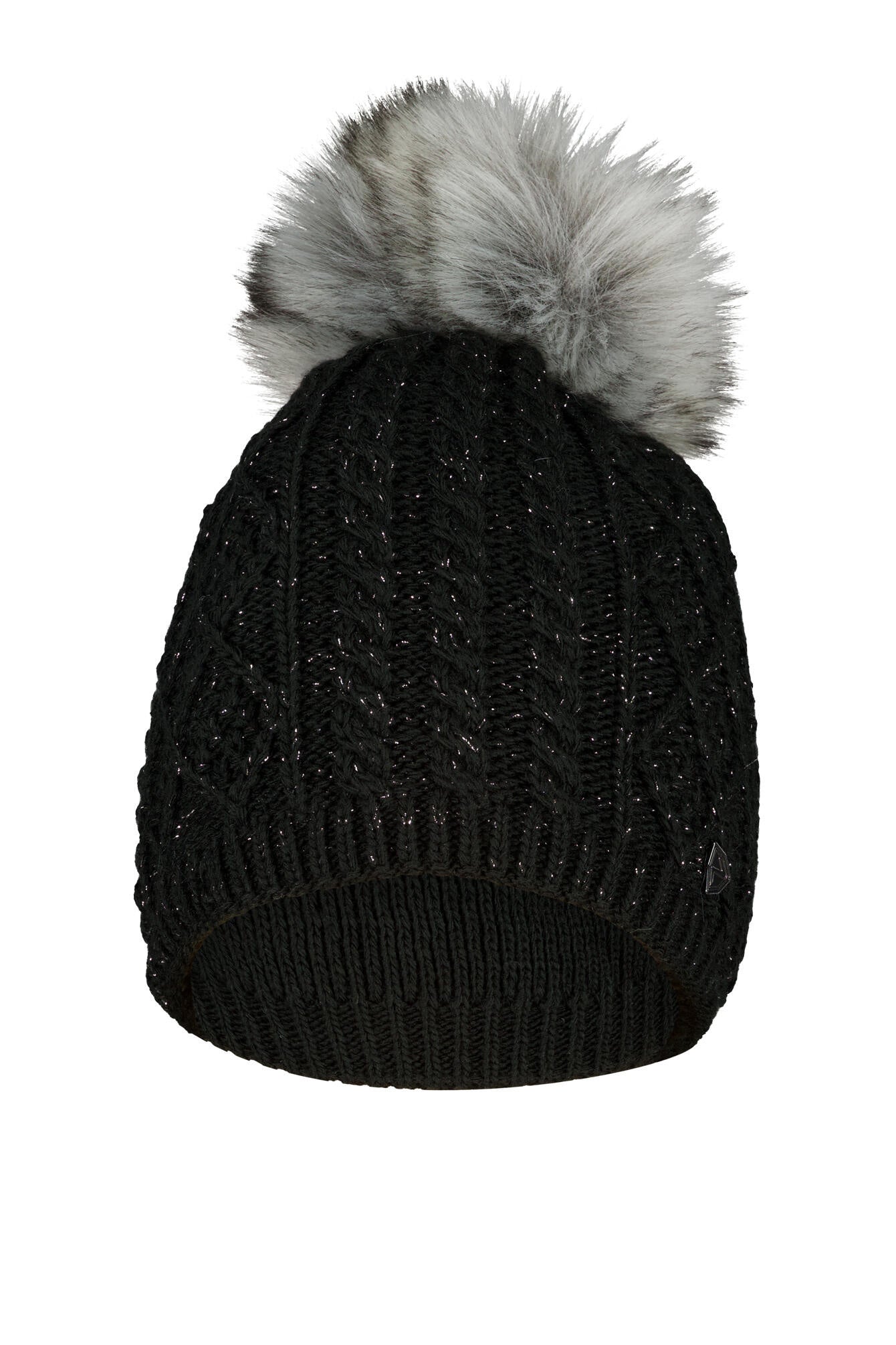 Strickmütze mit Bommel - 12-black - Schwarz