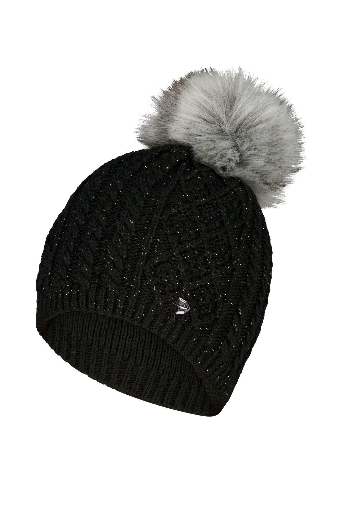 Strickmütze mit Bommel - 12-black - Schwarz