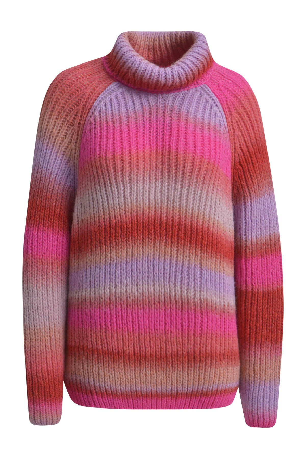 Strickpullover mit Rollkragen - 1306 - Pink