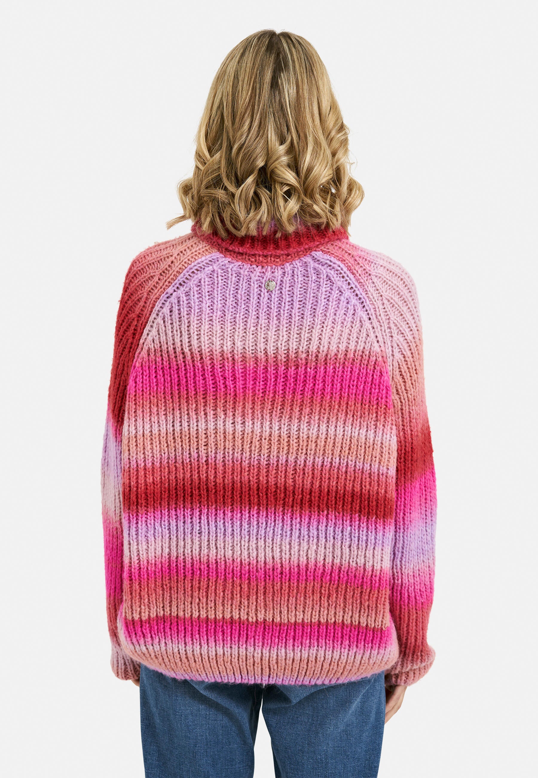 Strickpullover mit Rollkragen - 1306 - Pink