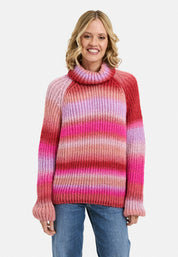 Strickpullover mit Rollkragen - 1306 - Pink