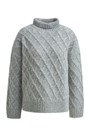 Strickpullover mit Rollkragen - 808 - Grau