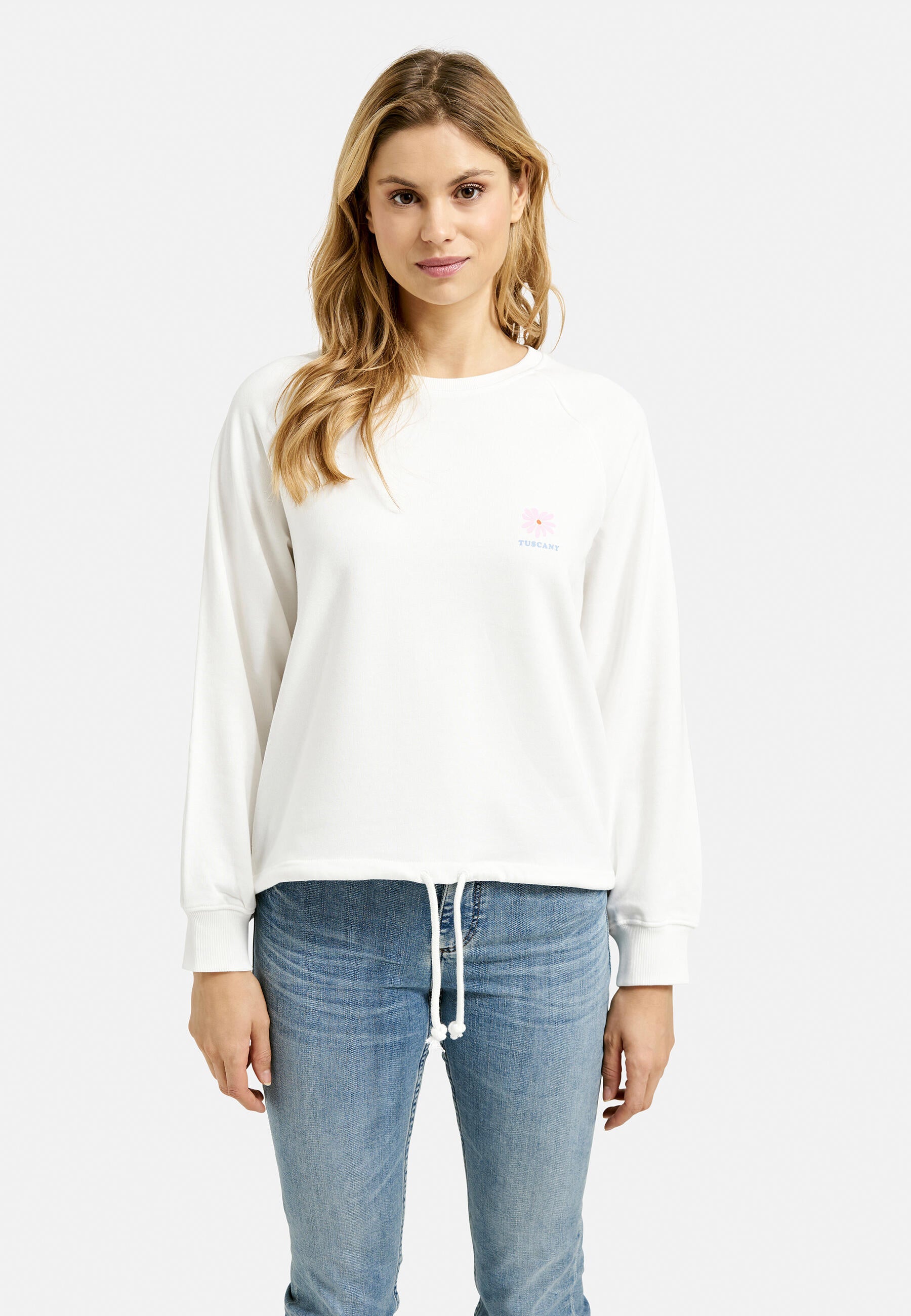 Sweatshirt aus Baumwollmix - 104 - Weiß