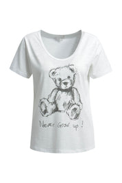 T-Shirt aus Baumwollmix - 104-OFFWHITE - Weiß