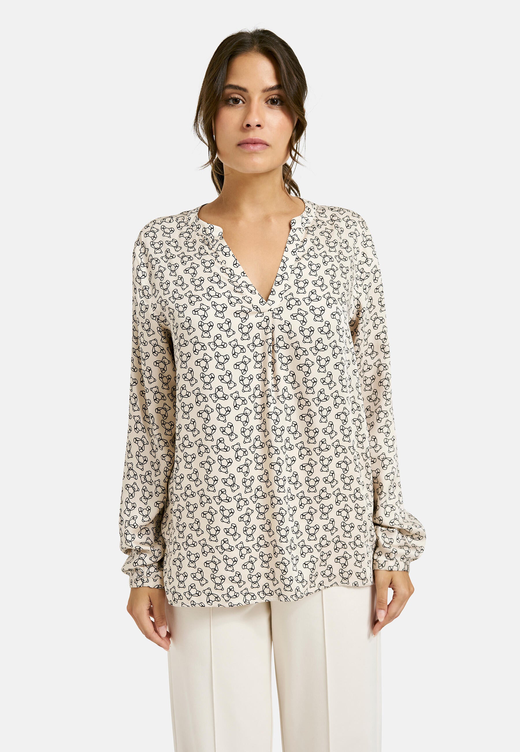 Bluse aus Viskose - 1099-BLACK PRINT - Beige
