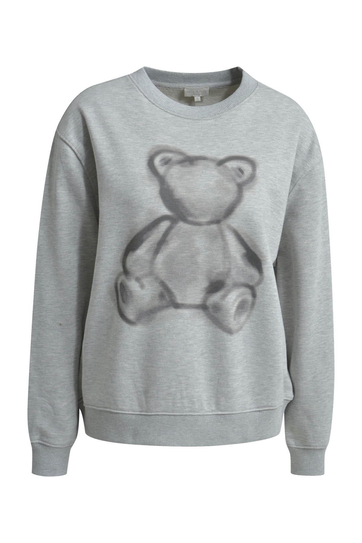 Sweatshirt aus Baumwolle - 809-GREY MELANGE - Grau