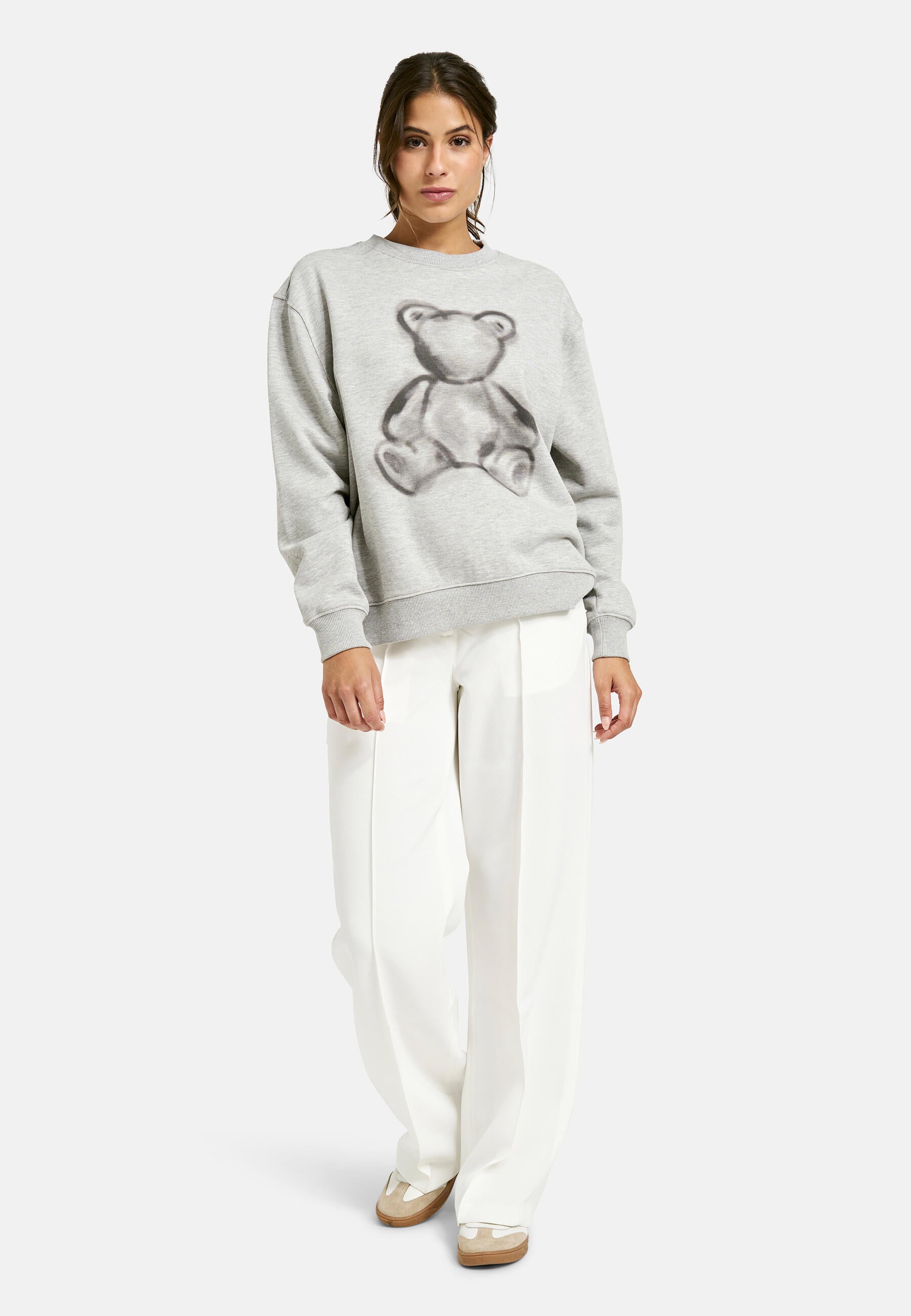 Sweatshirt aus Baumwolle - 809-GREY MELANGE - Grau