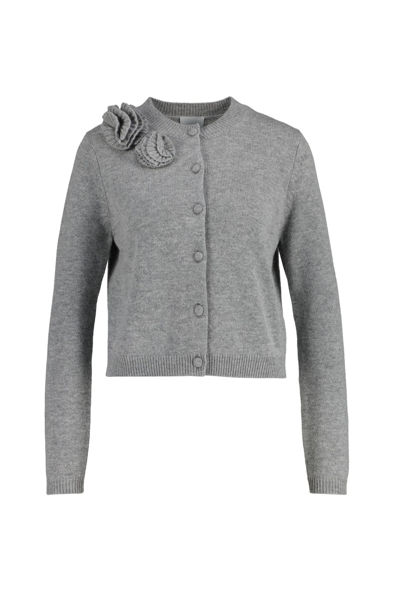 Strickcardigan aus Schurwollmix - 83 - Grau