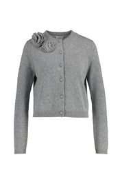 Strickcardigan aus Schurwollmix - 83 - Grau