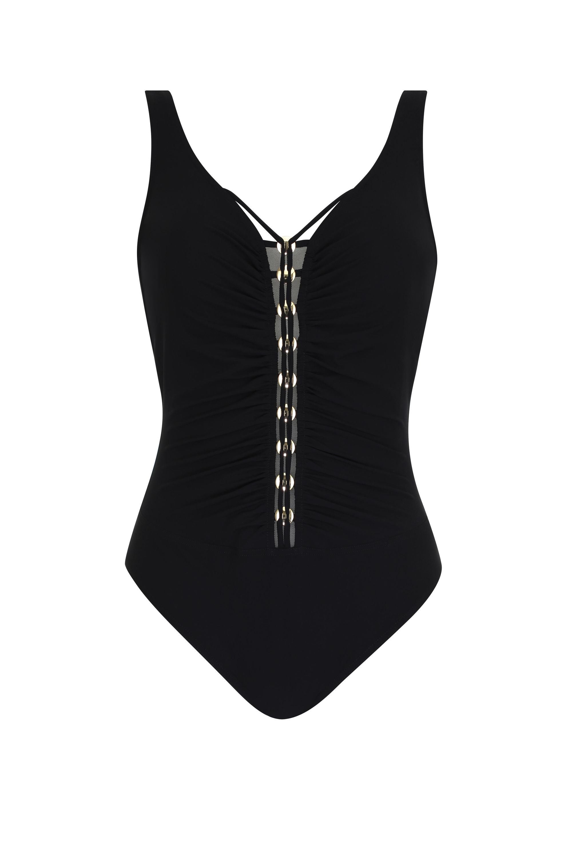 Badeanzug mit Verzierungen - 30-nachtblau - Blau