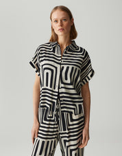 Bluse gemustert aus Viskose - 20003-natural glaze - Creme