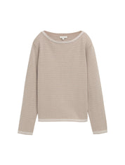 Strickpullover aus Baumwolle - 38705-soft taupe bubble knit s - Beige