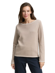 Strickpullover aus Baumwolle - 38705-soft taupe bubble knit s - Beige