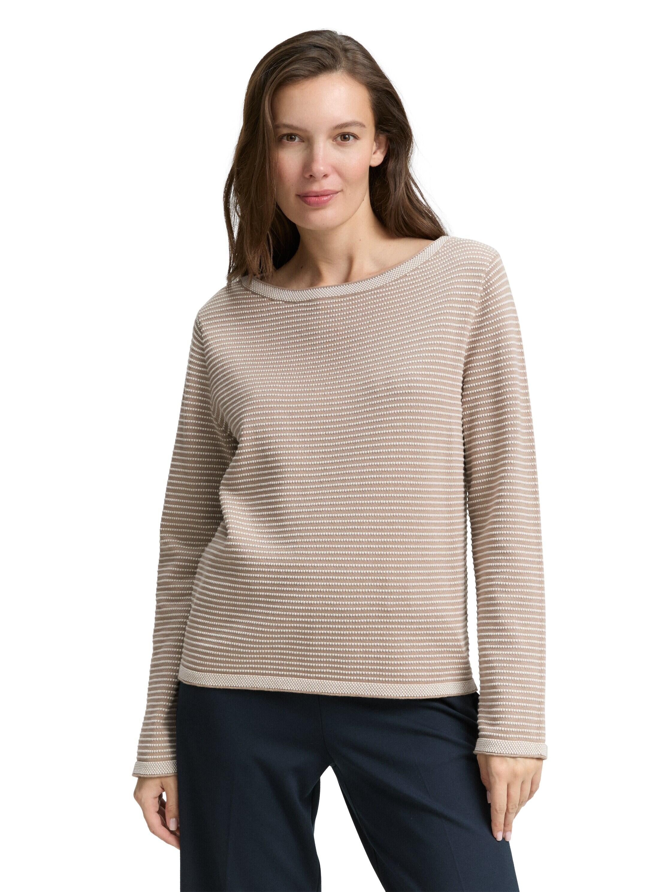 Strickpullover aus Baumwolle - 38705-soft taupe bubble knit s - Beige
