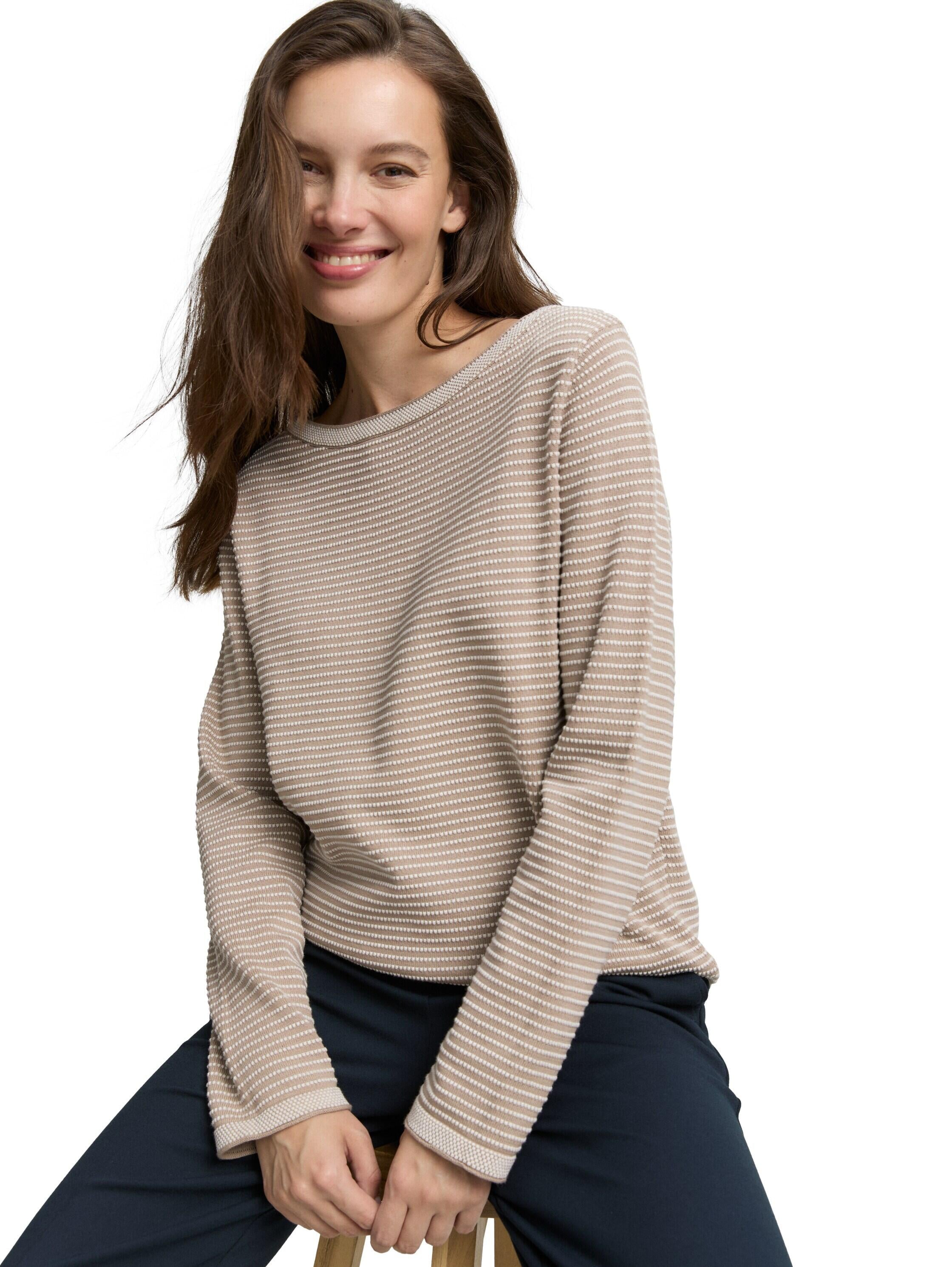 Strickpullover aus Baumwolle - 38705-soft taupe bubble knit s - Beige