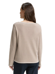 Strickpullover aus Baumwolle - 38705-soft taupe bubble knit s - Beige
