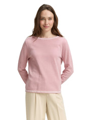 Strickpullover aus Baumwolle - 38706-rose bubble knit stripe - Rosa