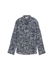 Hemdbluse mit Muster - 38402-navy abstract dot design - Blau