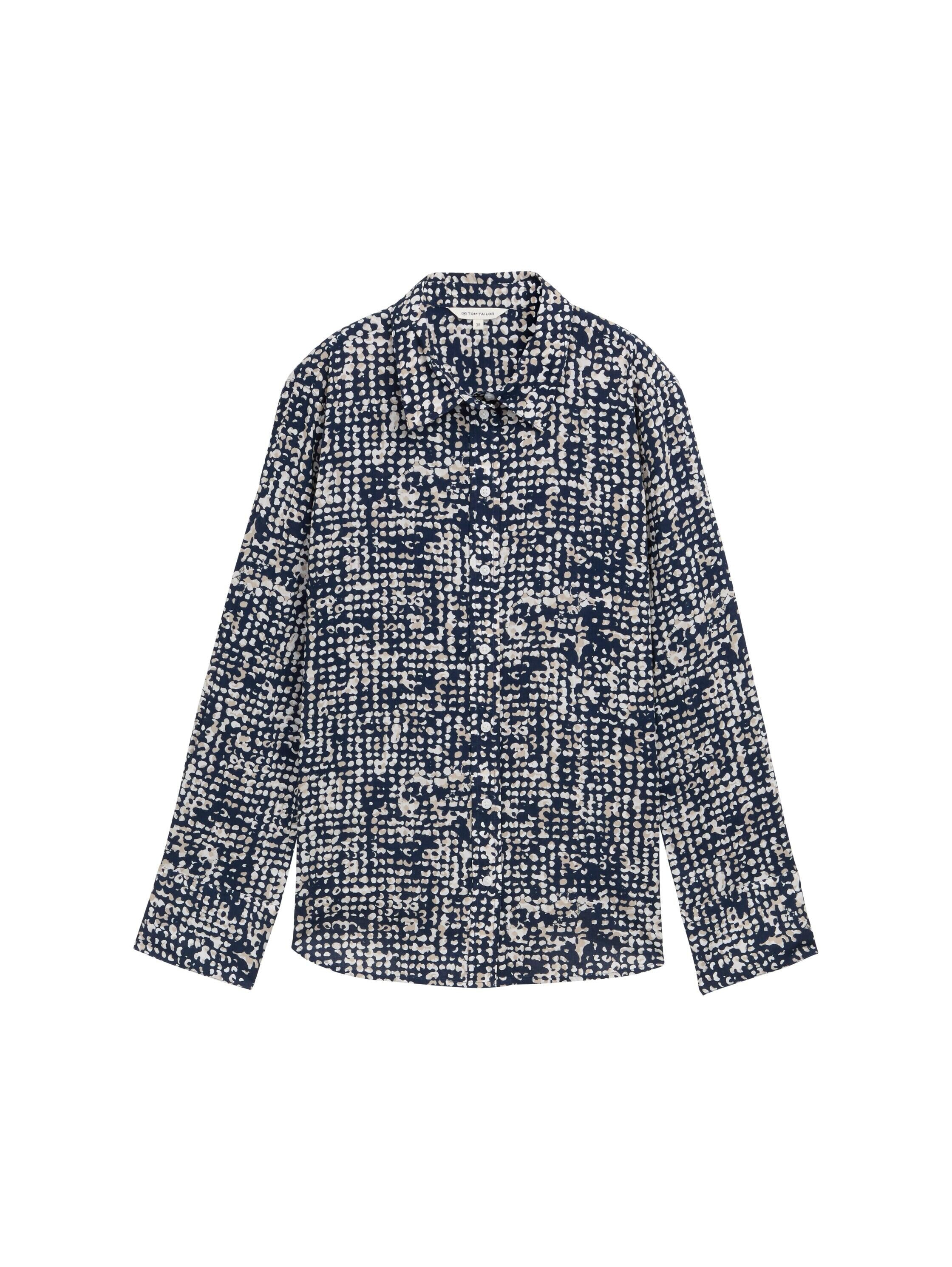 Hemdbluse mit Muster - 38402-navy abstract dot design - Blau