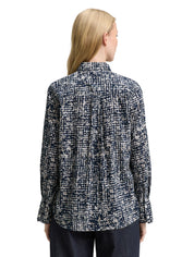Hemdbluse mit Muster - 38402-navy abstract dot design - Blau