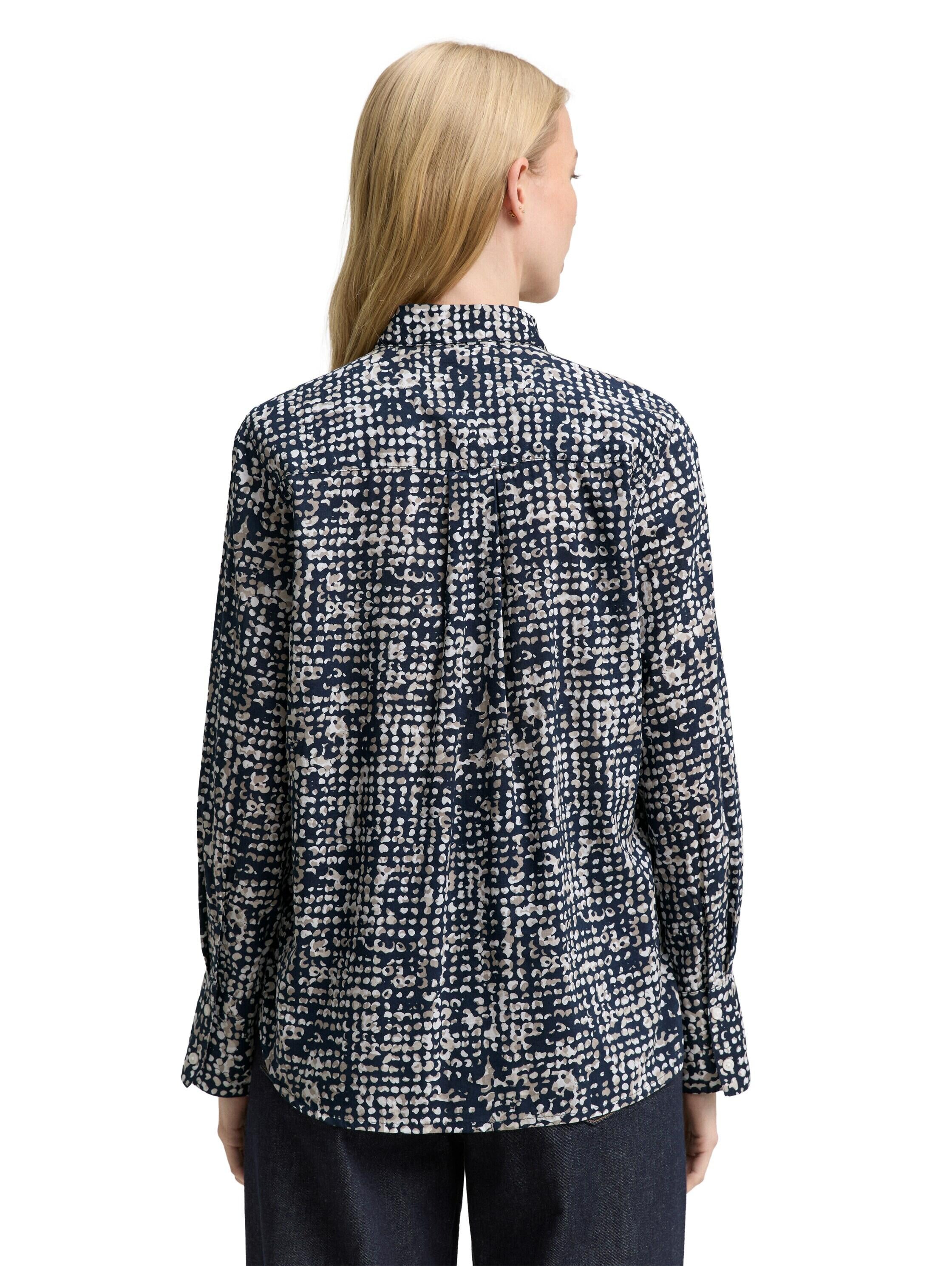 Hemdbluse mit Muster - 38402-navy abstract dot design - Blau