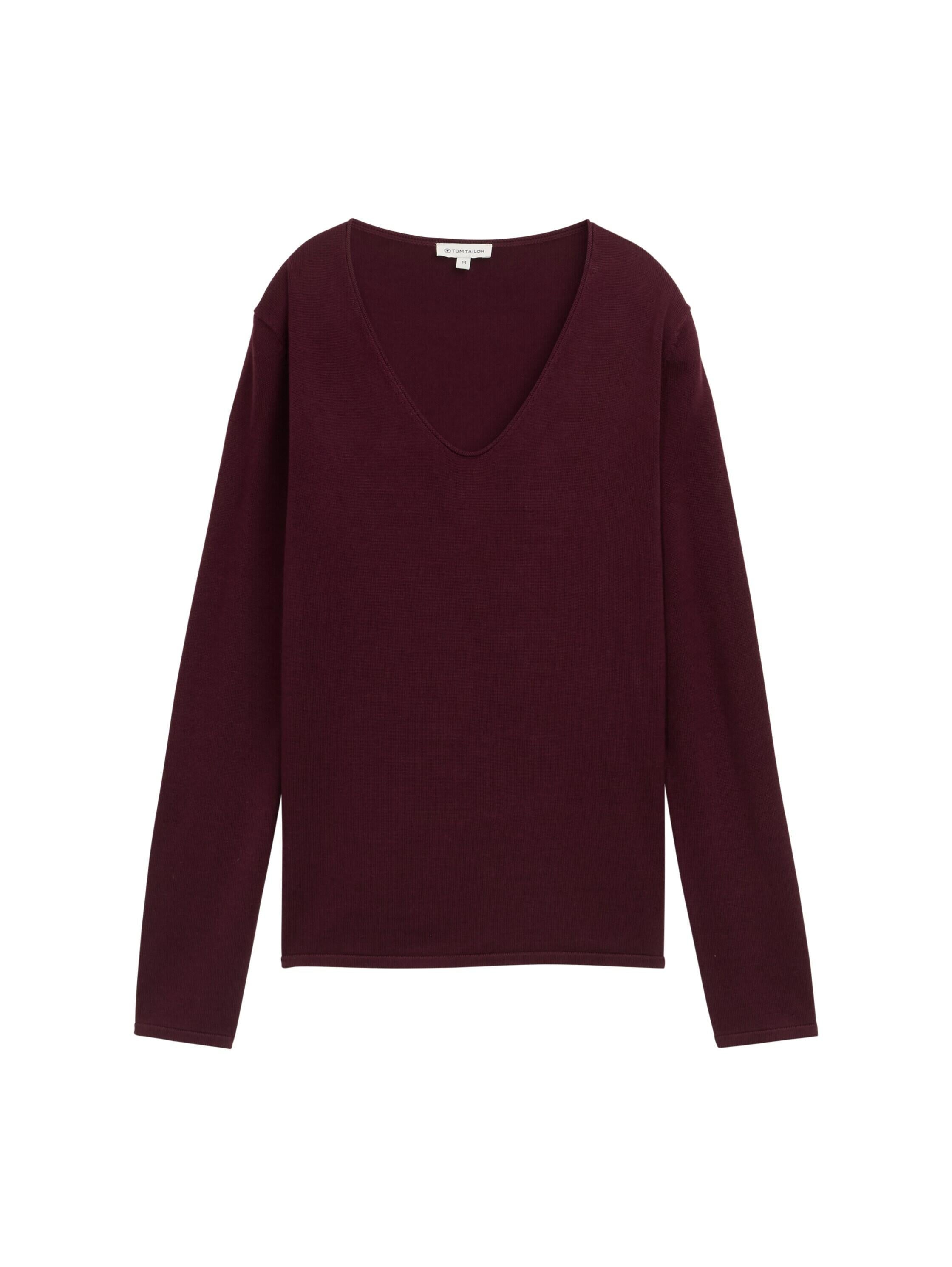 Strickpullover aus Baumwollmix - 16427-bordeaux red - Rot