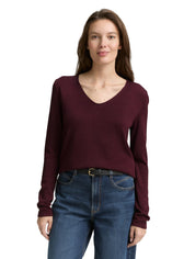Strickpullover aus Baumwollmix - 16427-bordeaux red - Rot