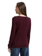 Strickpullover aus Baumwollmix - 16427-bordeaux red - Rot