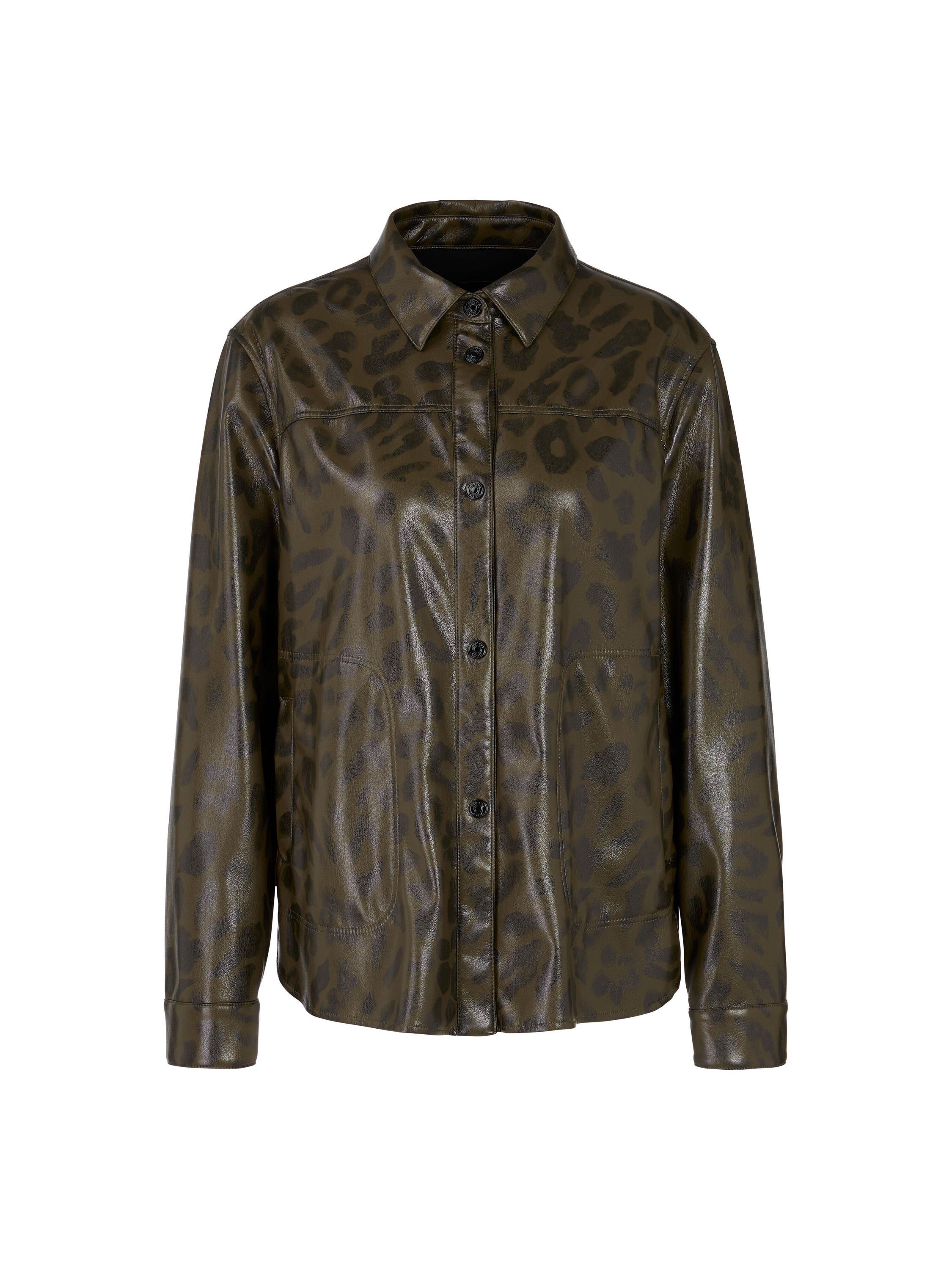 Kunstlederhemd mit Leopardenmuster - 595 - Khaki