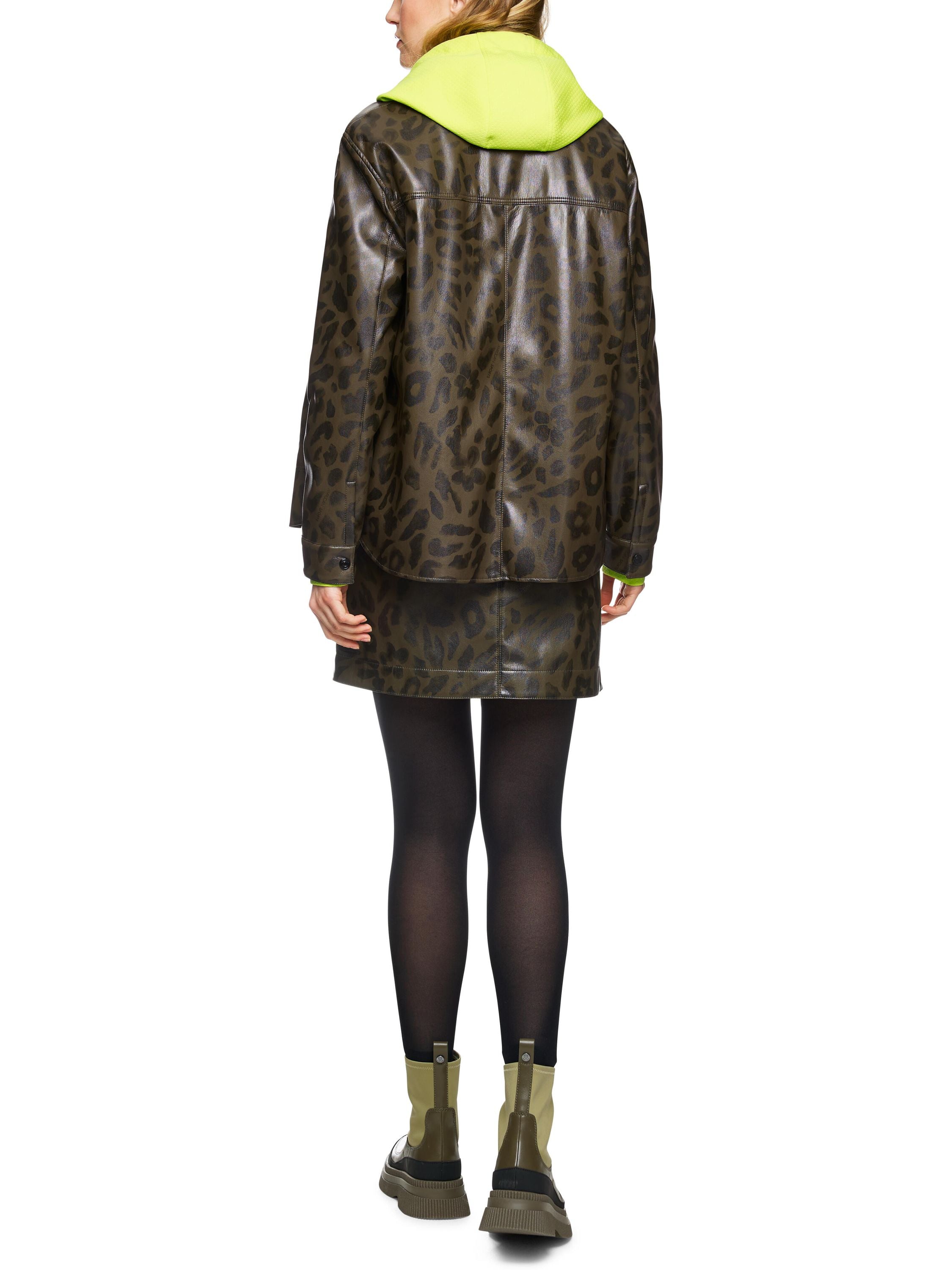Kunstlederhemd mit Leopardenmuster - 595 - Khaki