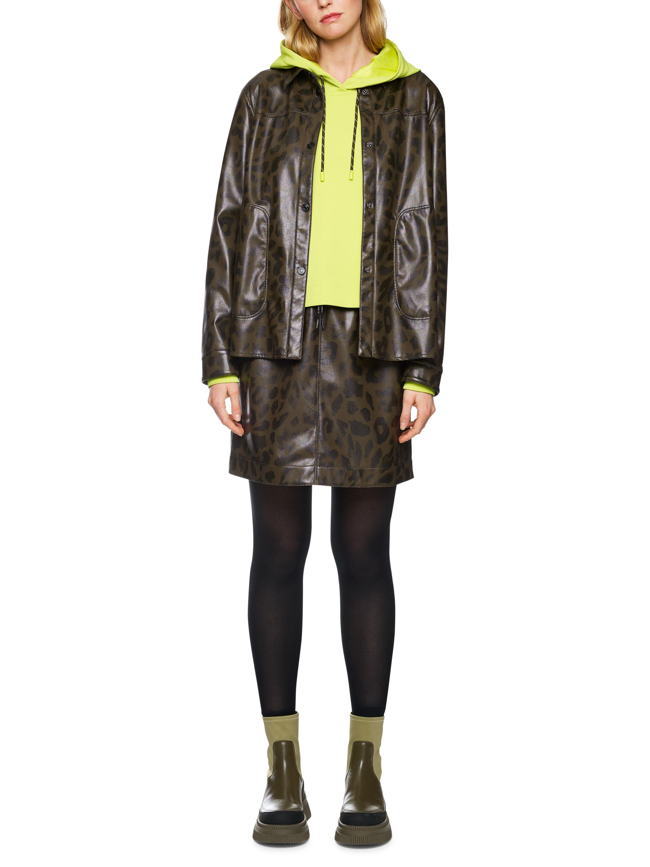 Kunstlederhemd mit Leopardenmuster - 595 - Khaki