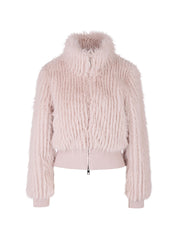 Kunstpelzjacke mit Stehkragen - 702 - Rosa