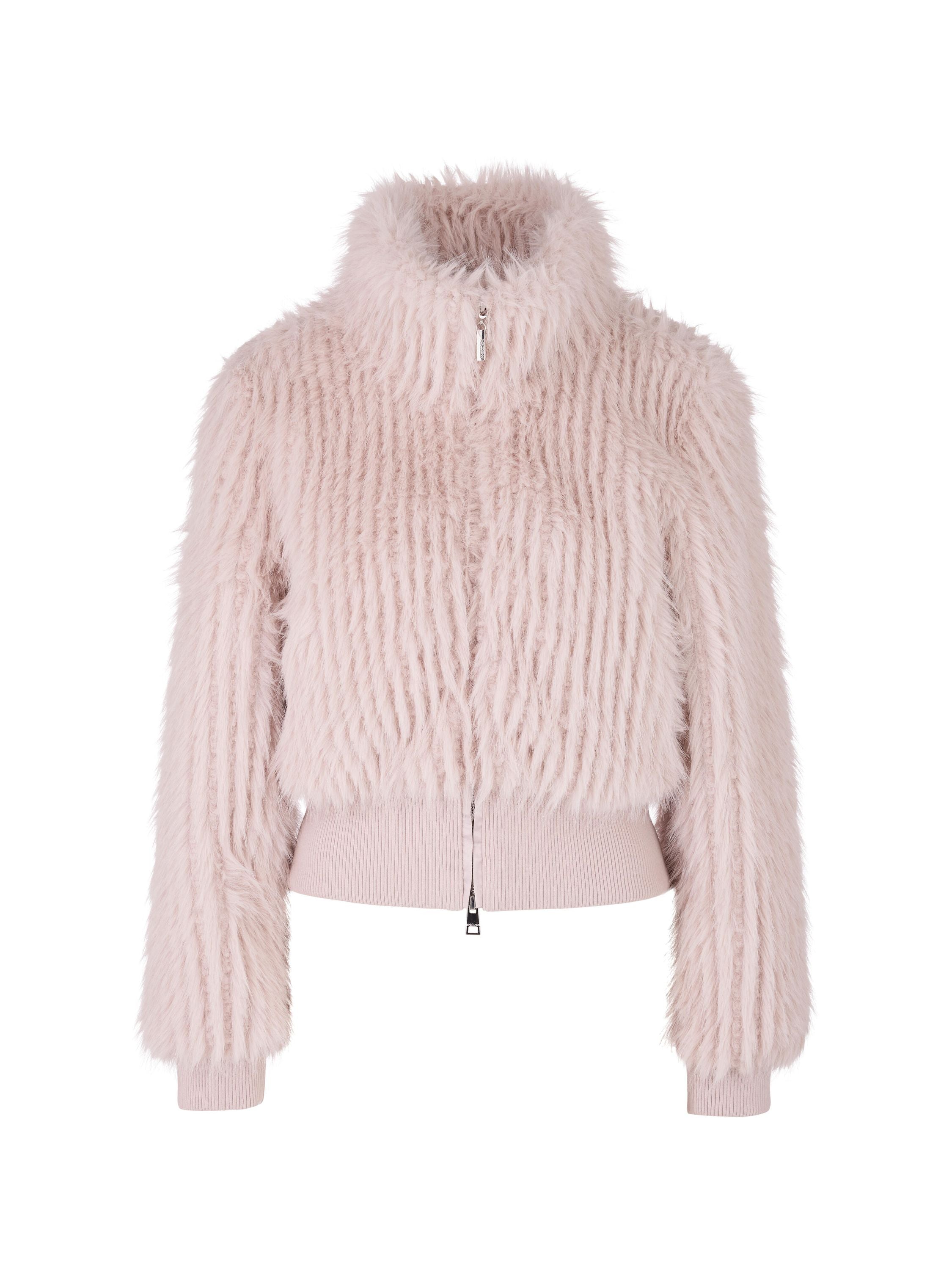 Kunstpelzjacke mit Stehkragen - 702 - Rosa