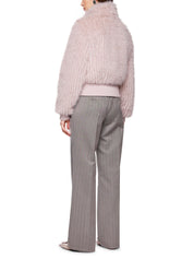 Kunstpelzjacke mit Stehkragen - 702 - Rosa