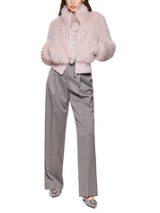 Kunstpelzjacke mit Stehkragen - 702 - Rosa