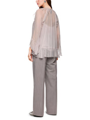 Volantbluse aus Viskose - 702 - Beige