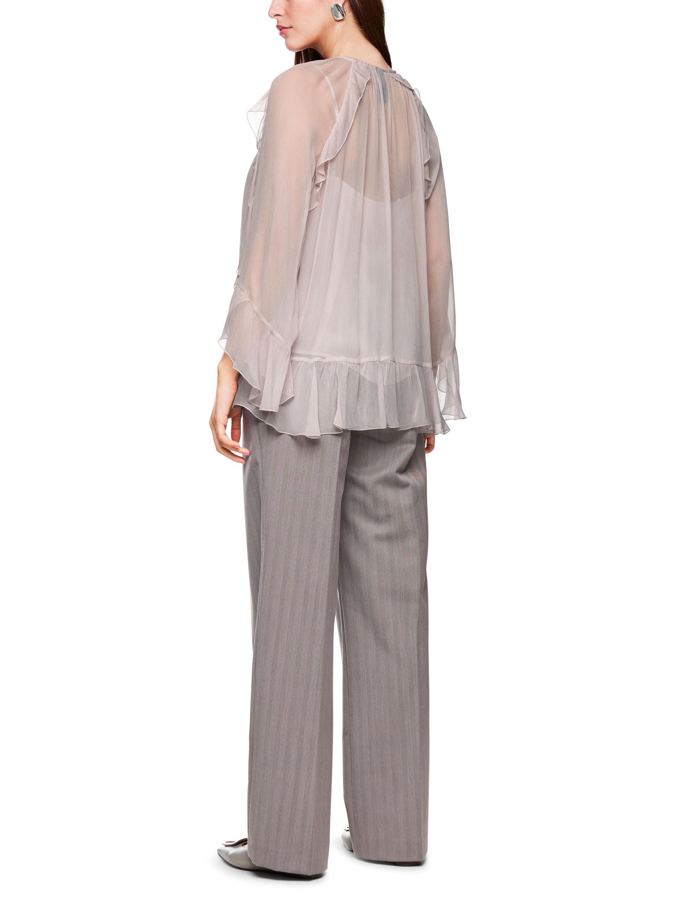 Volantbluse aus Viskose - 702 - Beige