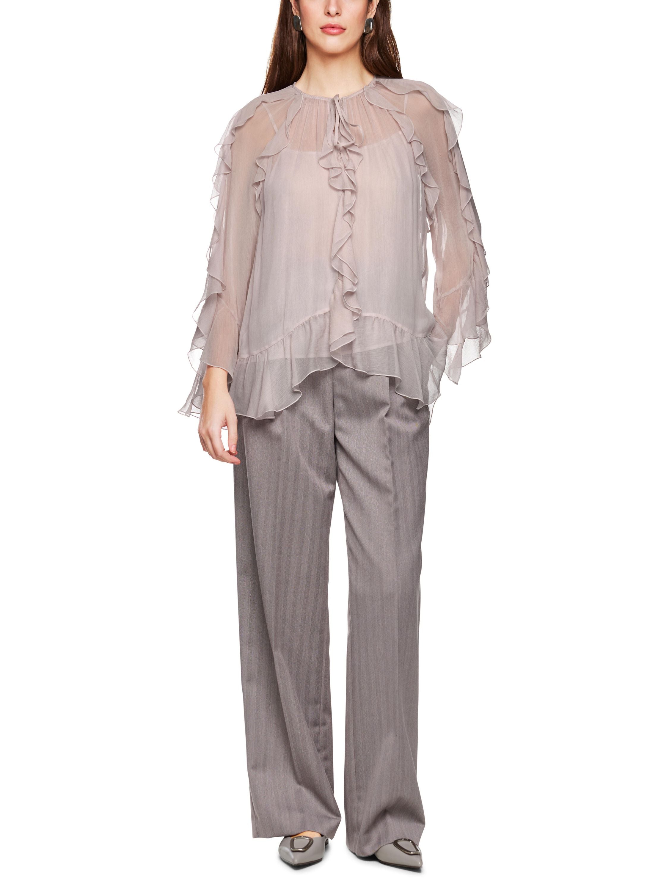 Volantbluse aus Viskose - 702 - Beige