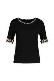 T-Shirt  aus Baumwolle - 900 - Schwarz